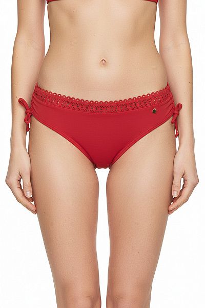 S.OLIVER Dámské červené Plavkové Kalhotky Na Zavazování S Krajkou Vel. 38