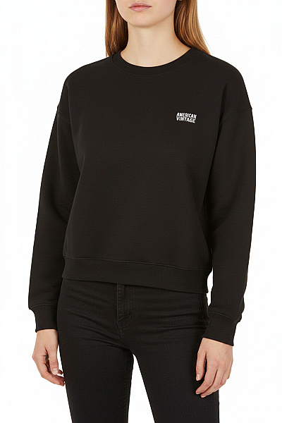 American Vintage Dámská černá Mikina S Dlouhým Rukávem Vintage Crewneck Bavlna Velikost S