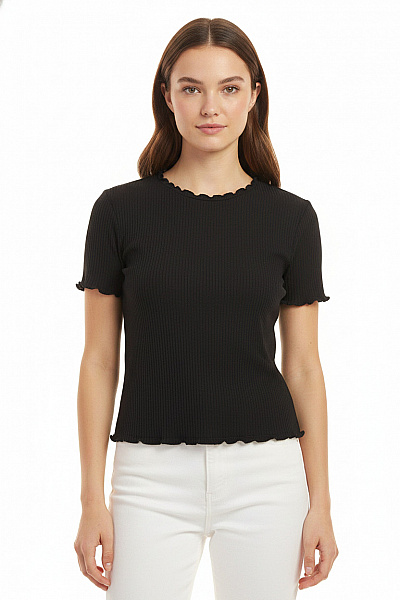 ONLY Dámské Tričko černé Krátký Rukáv Crop Top Basic Vel. M