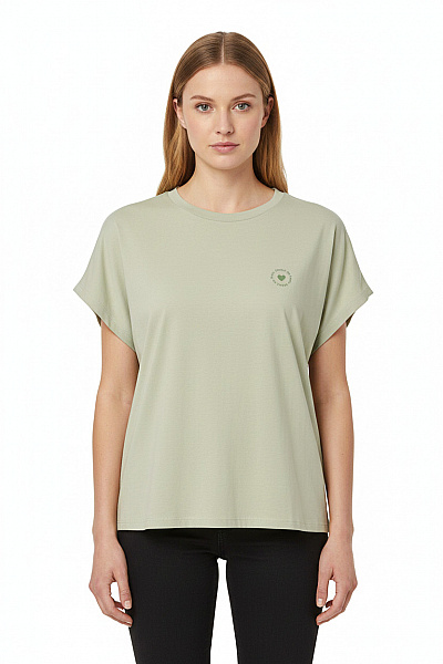 OPUS Dámské Tričko S Krátkým Rukávem A Výšivkou Basic Oversize Vel. 36