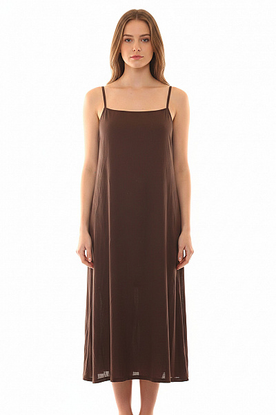 Topshop Dámské Hnědé šaty Na Ramínka Maxi Jednoduché Vel. EU 40-42