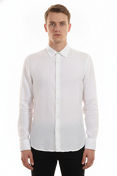 MANGO Pánská Lněná Košile S Dlouhým Rukávem Elegantní Vel. XS