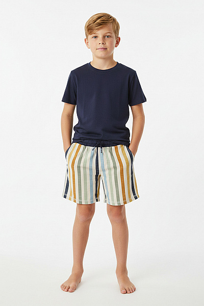 HUST And CLAIRE Dětské Chlapecké Kraťasy Pruhované Bavlněné Letní Velikost 128