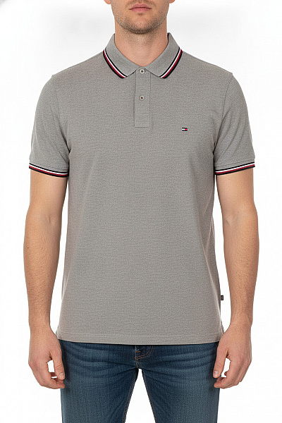 TOMMY HILFIGER Pánské Tričko Polo S Krátkým Rukávem šedé Vel. EU XL