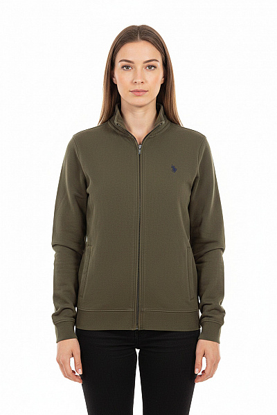 U.S.POLO ASSN. Zelená Mikina S Dlouhým Rukávem A Výšivkou Na Zip Vel. EU M