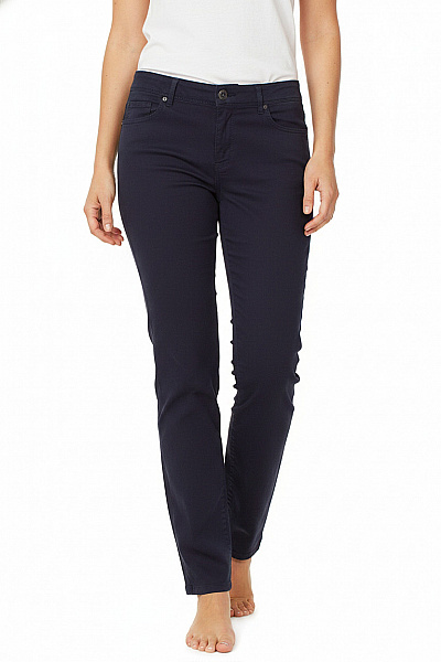 BRAX Dámské Kalhoty Volnočasové Rovné Tmavě Modré Velikost L