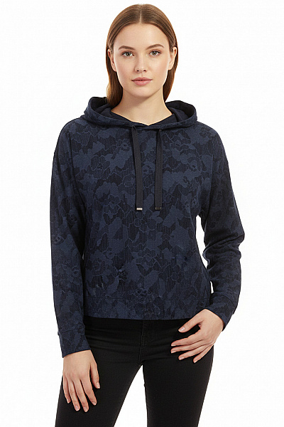 S.OLIVER Dámská Mikina S Kapucí Květovaná Bavlněná Přes Hlavu Vel. EU S