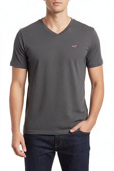 Hollister Pánské Tričko S Krátkým Rukávem Basic Jednobarevné Bavlněné šedé Vel. XL