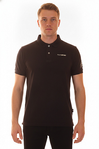 PLEIN SPORT Pánské černé Polo Tričko S Krátkým Rukávem A Nápisem Vel. EU XL