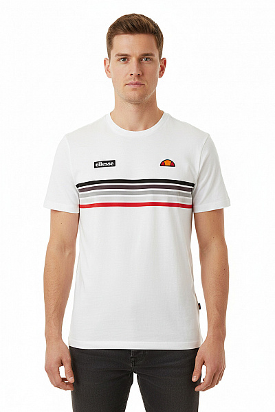 Ellesse Pánské Bavlněné Tričko S Krátkým Rukávem A Pruhovaným Vzorem Vel. EU L