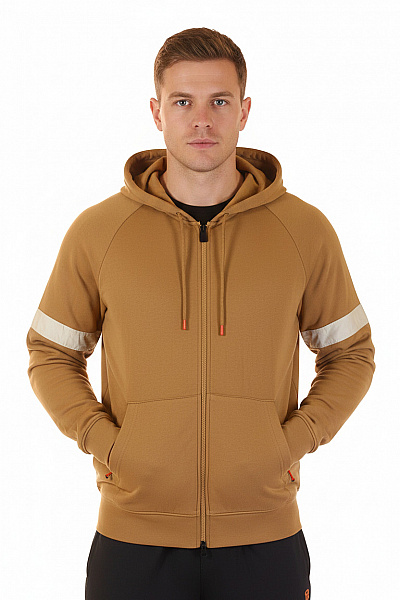 Fire And Ice Pánská Hnědá Mikina S Kapucí A Dlouhým Rukávem Na Zip Streetwear Velikost Xl