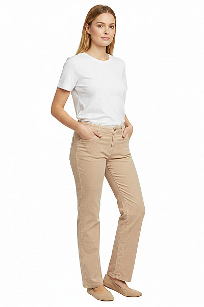 OPUS Dámské Manšestrové Volnočasové Kalhoty Béžové S Kapsami Vel. 38