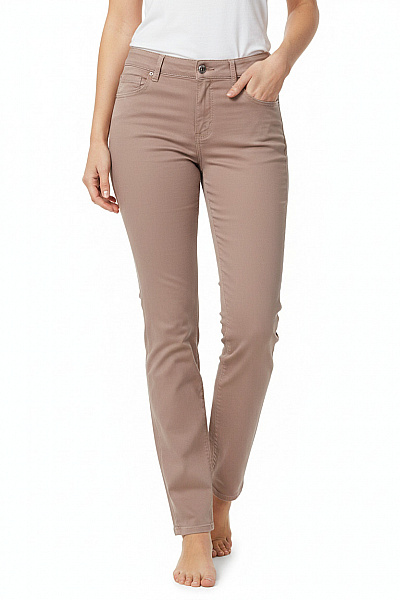 Angels Dámské Bavlněné Kalhoty Volnočasové Rovné Béžové Vel. 38