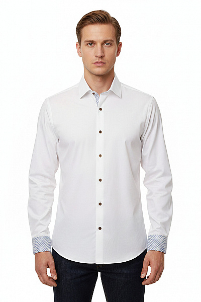 Fakts Pánské Bavlněné Košile S Dlouhým Rukávem A Límečkem Jednobarevné Elegantní Vel. 12