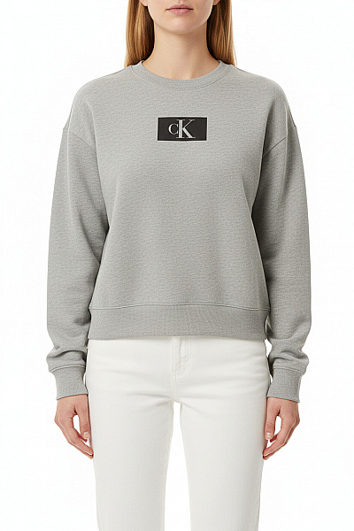 Calvin Klein Dámská šedá Mikina S Dlouhým Rukávem A Potiskem Přes Hlavu Crop Vel. L