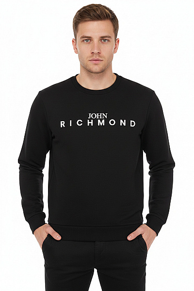 Richmond Mikina S Dlouhým Rukávem černá Jednobarevná Přes Hlavu Streetwear Bavlna Vel. L