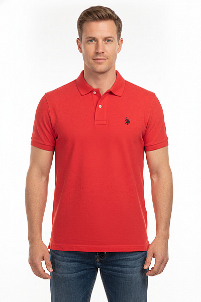 U.S.POLO ASSN. Pánské červené Polo Tričko S Krátkým Rukávem Velikost XL