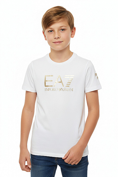 ARMANI Dětské Tričko EA7 Emporio Armani Bílé Bavlněné Vel. EU 150