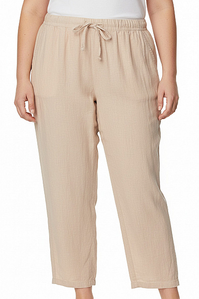Gap Dámské Lněné Kalhoty Volnočasové Béžové S Kapsami Vel. XL