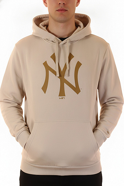 New Era Pánská Mikina S Kapucí A Potiskem Béžová Velikost 2XL