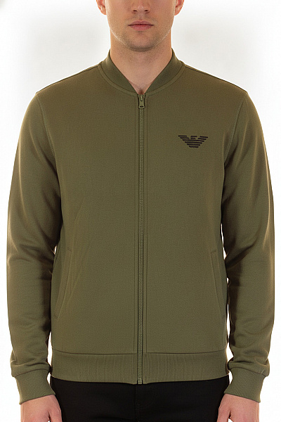 ARMANI Zelená Bomber Mikina S Dlouhým Rukávem A Výšivkou Vel. M