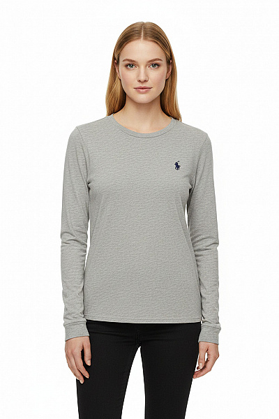 Ralph Lauren Dámské Tričko S Dlouhým Rukávem šedé Jednobarevné Basic Vel. S