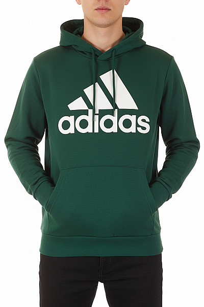 ADIDAS Pánská Bavlněná Mikina S Kapucí A Potiskem Přes Hlavu Zelená Vel. L