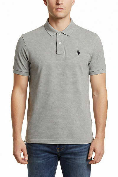 U.S.POLO ASSN. Pánské Tričko S Límečkem A Krátkým Rukávem šedé Vel. Xl.