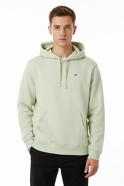 TOMMY HILFIGER Zelená Bavlněná Mikina S Kapucí A Dlouhým Rukávem Jednobarevná Streetwear Vel. Xs