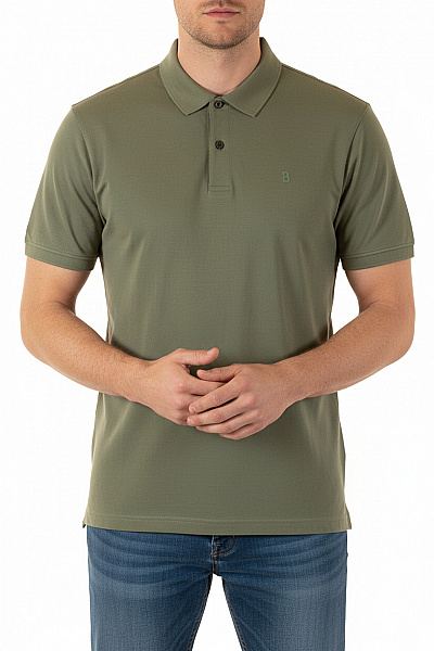 Bogner Pánské Bavlněné Polo Tričko S Krátkým Rukávem Khaki Jednobarevné Basic Vel. L