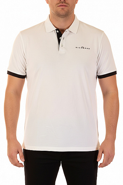 John Richmond Pánské Bavlněné Polo Tričko S Krátkým Rukávem A Nápisem Bílé Velikost 3XL