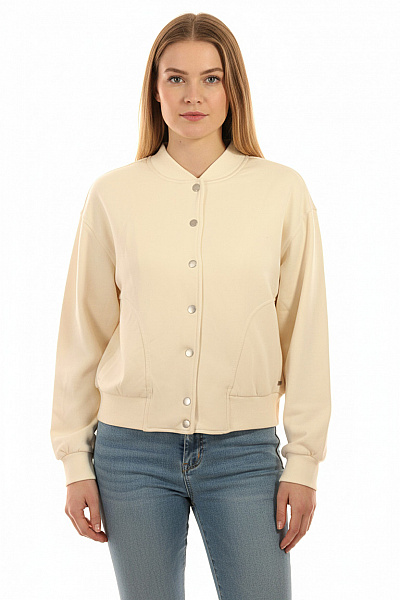 Scotch & Soda Dámská Bomber Mikina Na Knoflíky Béžová Jednobarevná Streetwear Velikost M