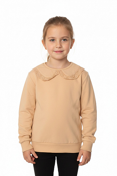 Dirkje Dívčí Bavlněná Mikina S Límečkem Béžová Velikost 110