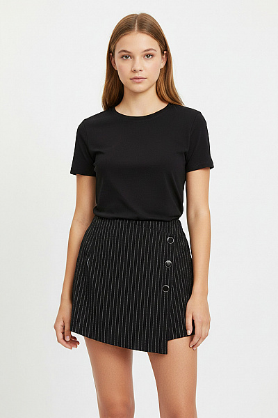 Reserved Dívčí černé Pruhované Kraťasy S Knoflíky Vel. 140