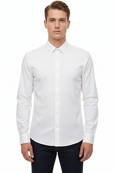 Hugo Boss Pánská Košile S Dlouhým Rukávem Elegantní Business Bílá Velikost 41