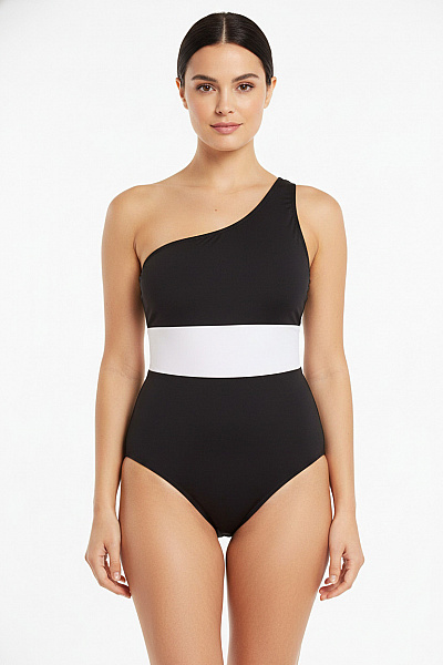 Ralph Lauren Dámské Jednodílné Plavky Asymetrické černo-bílé Nylonové Velikost 40