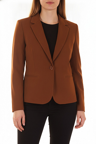 RISSKIO Dámské Sako Elegantní Hnědé Vypasované Jednořadé S Jedním Knoflíkem Vel. XL