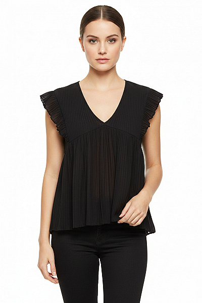 ZARA Dámská Halenka Krátký Rukáv Volná Průsvitná černá Vel. EU S