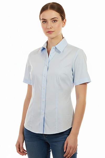 OLYMP Dámská Bavlněná Košile S Krátkým Rukávem Elegantní Modrá Velikost EU 36