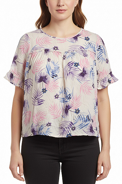 Marks & Spencer Dámská Halenka S Krátkým Rukávem A Potiskem Květinová Vel. EU 42