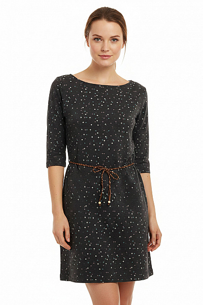 Ragwear Dámské šaty Tričkové Puntíkované S Páskem Volnočasové Bavlněné Vel. EU M