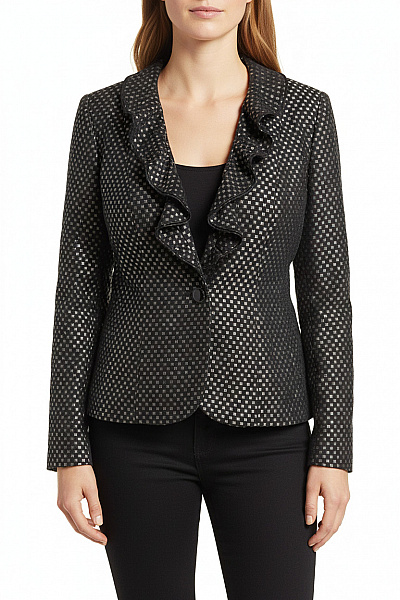 BASLER Dámské Sako Elegantní Vzorované Třpytivé Krátké Vel. EU 46