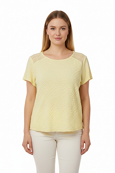 Per Una Dámské Tričko žluté Krátký Rukáv Vzorované Vel. EU 50