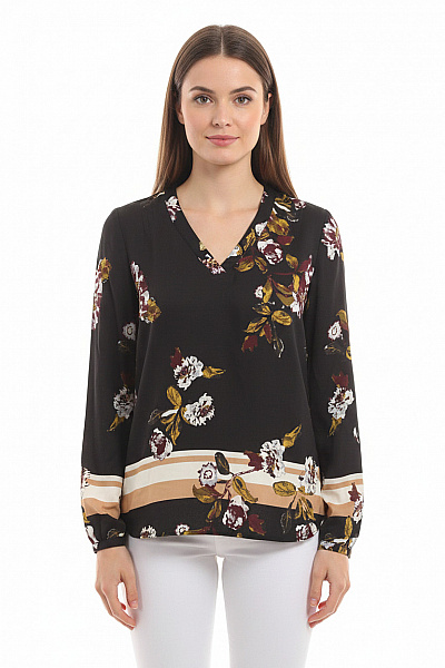 S.OLIVER Dámská Halenka S Dlouhým Rukávem A Květinovým Potiskem Velikost EU 40