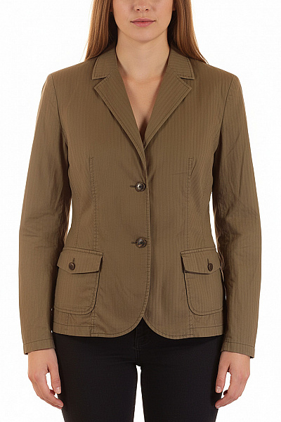 S.OLIVER Hnědé Bavlněné Sako Pruhované Volnočasové Velikost EU 50