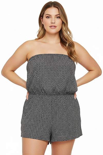 TOM TAILOR černobílé Pruhované Overaly Bez Rukávů Letní Vel. XL