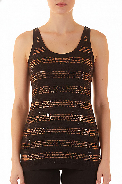 MANGO Dámské Tílko Pruhované S Flitry černé Vel. M