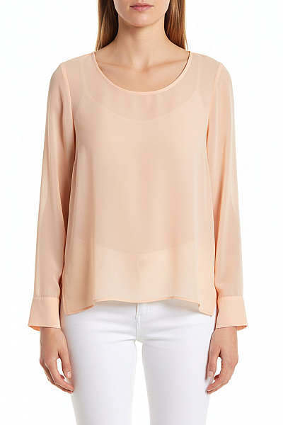 DEPT Dámská Halenka S Dlouhým Rukávem Průsvitná Lososová Vel. L