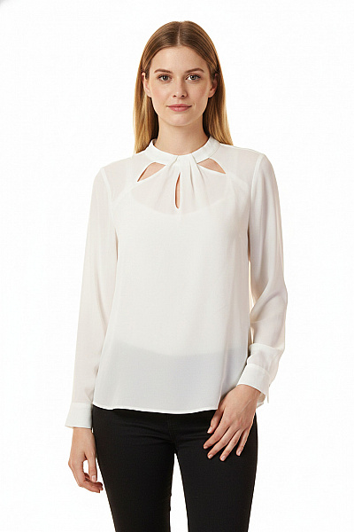 Dorothy Perkins Dámská Halenka S Dlouhým Rukávem A Průstřihy Elegantní Bílá Vel. 34