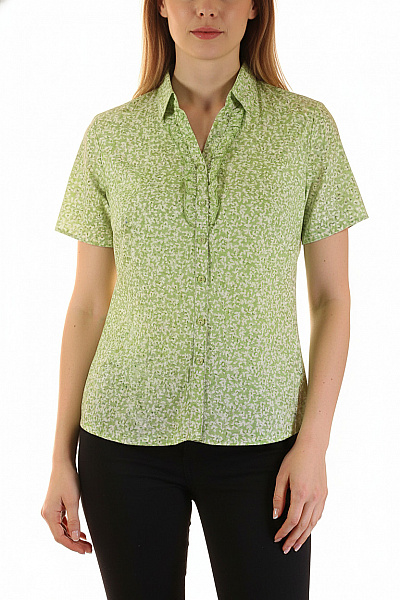 Marks & Spencer Dámská Košile Krátký Rukáv Vzorovaná Zelená Ležérní Velikost UK 14